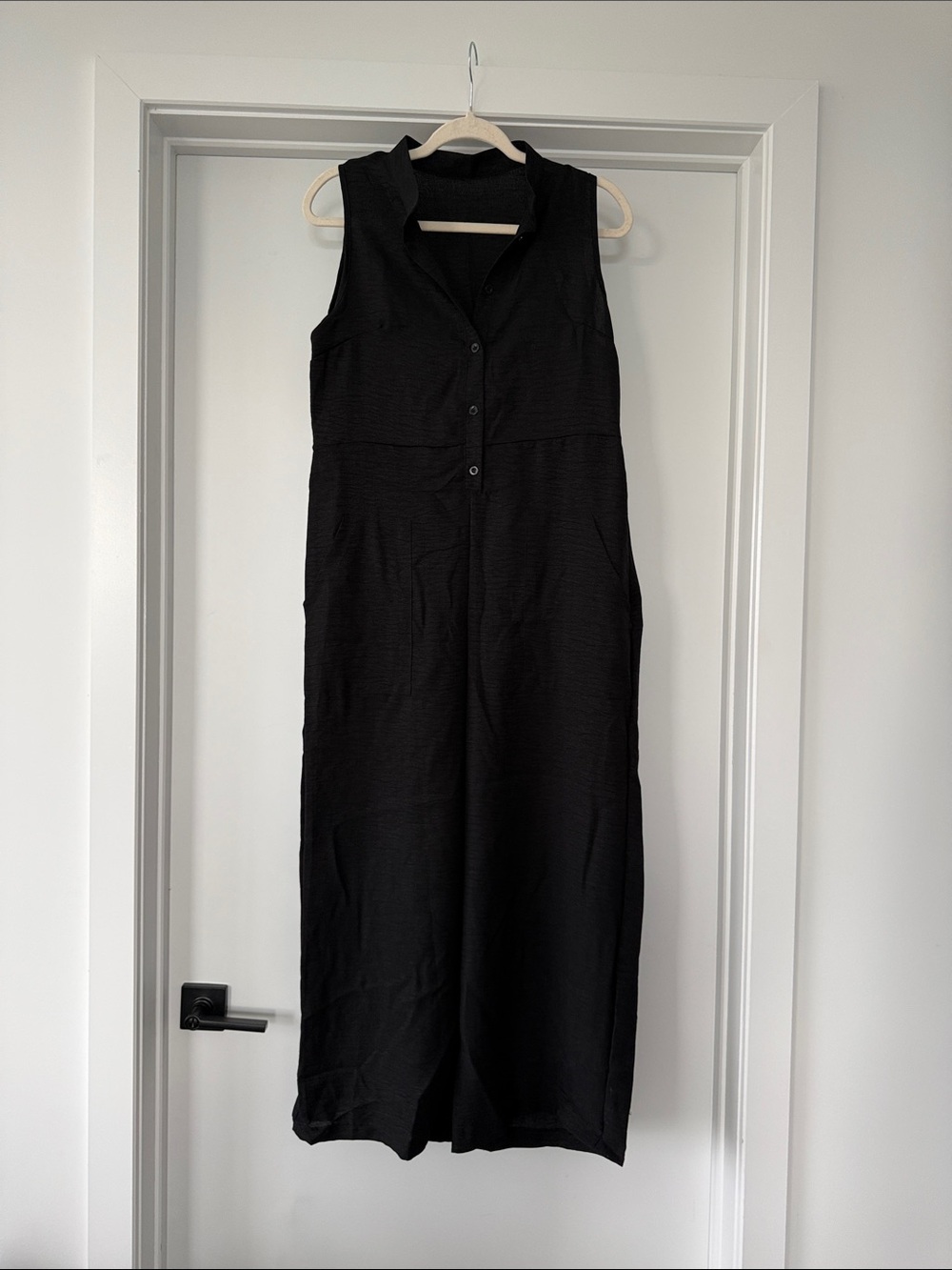 Black Sleeveless Button-Front Jumpsuit